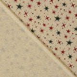 Popelina de Tecido de Algodão Natal Estrelas Verdes e Vermelhas - Ribes y Casals
