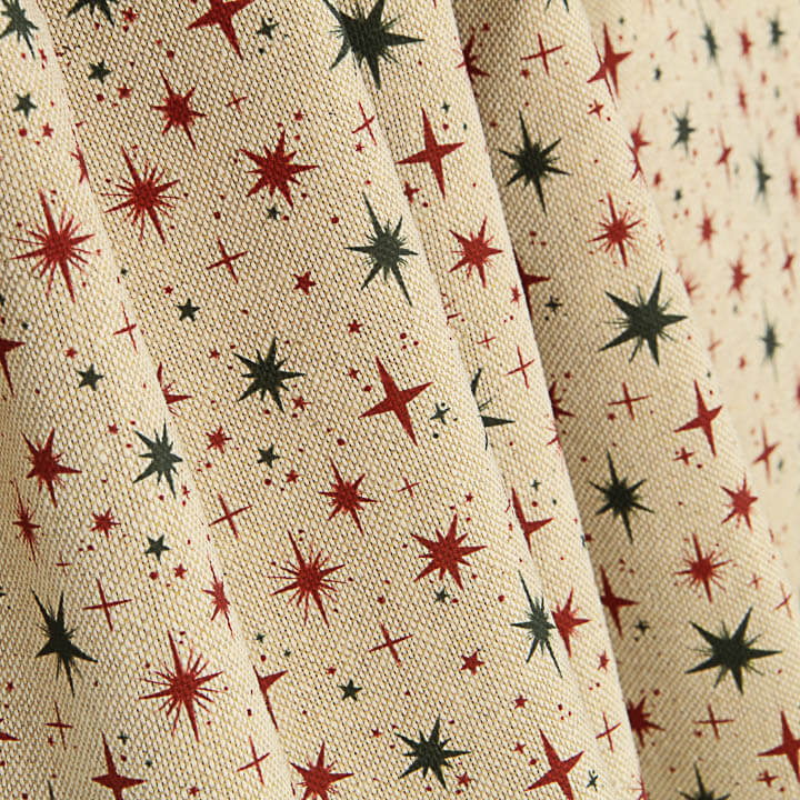 Popelina de Tecido de Algodão Natal Estrelas Verdes e Vermelhas - Ribes y Casals