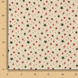 Popelina de Tecido de Algodão Natal Estrelas Verdes e Vermelhas - Ribes y Casals