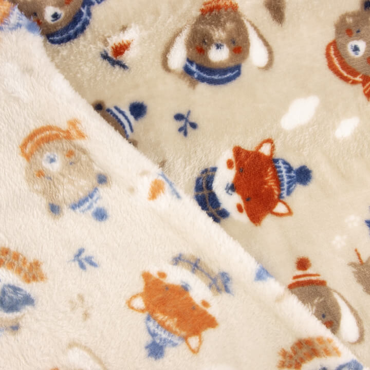 Coral fleece com estampado de animais da floresta - Ribes y Casals