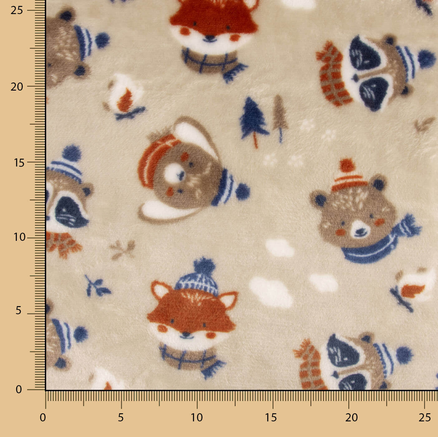 Coral fleece com estampado de animais da floresta - Ribes y Casals