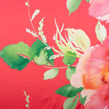 Cetim estampado floral vermelho - Ribes y Casals