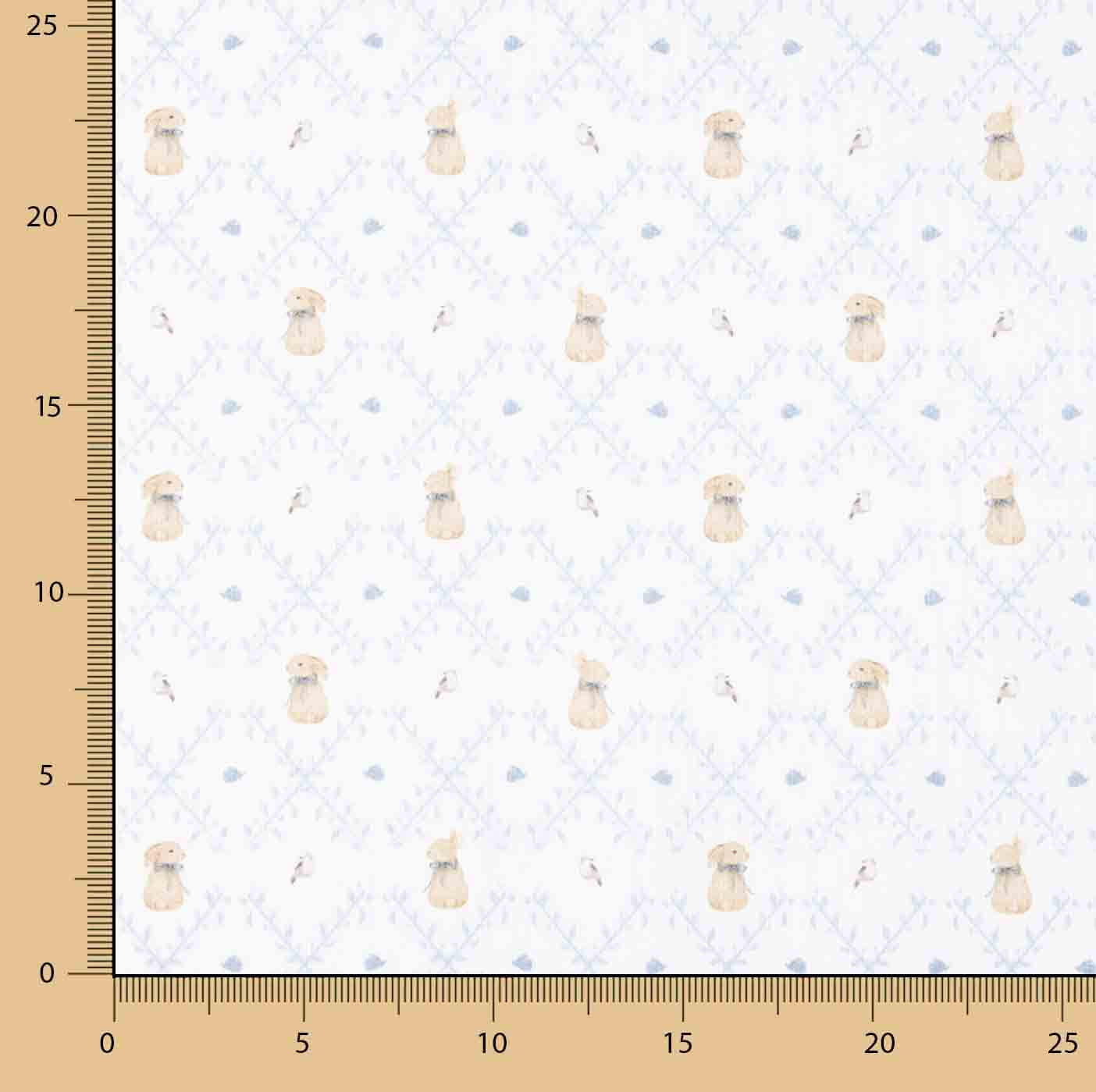 Piqué de algodão coelhinhos azuis - Ribes y Casals