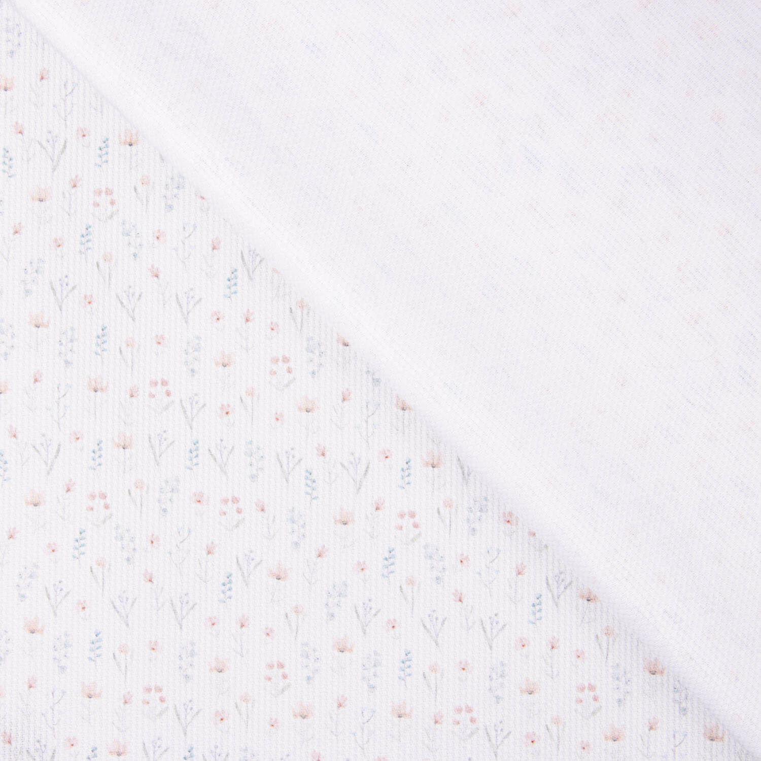 Piqué de algodão Mini Flor Azul e Rosa - Ribes y Casals