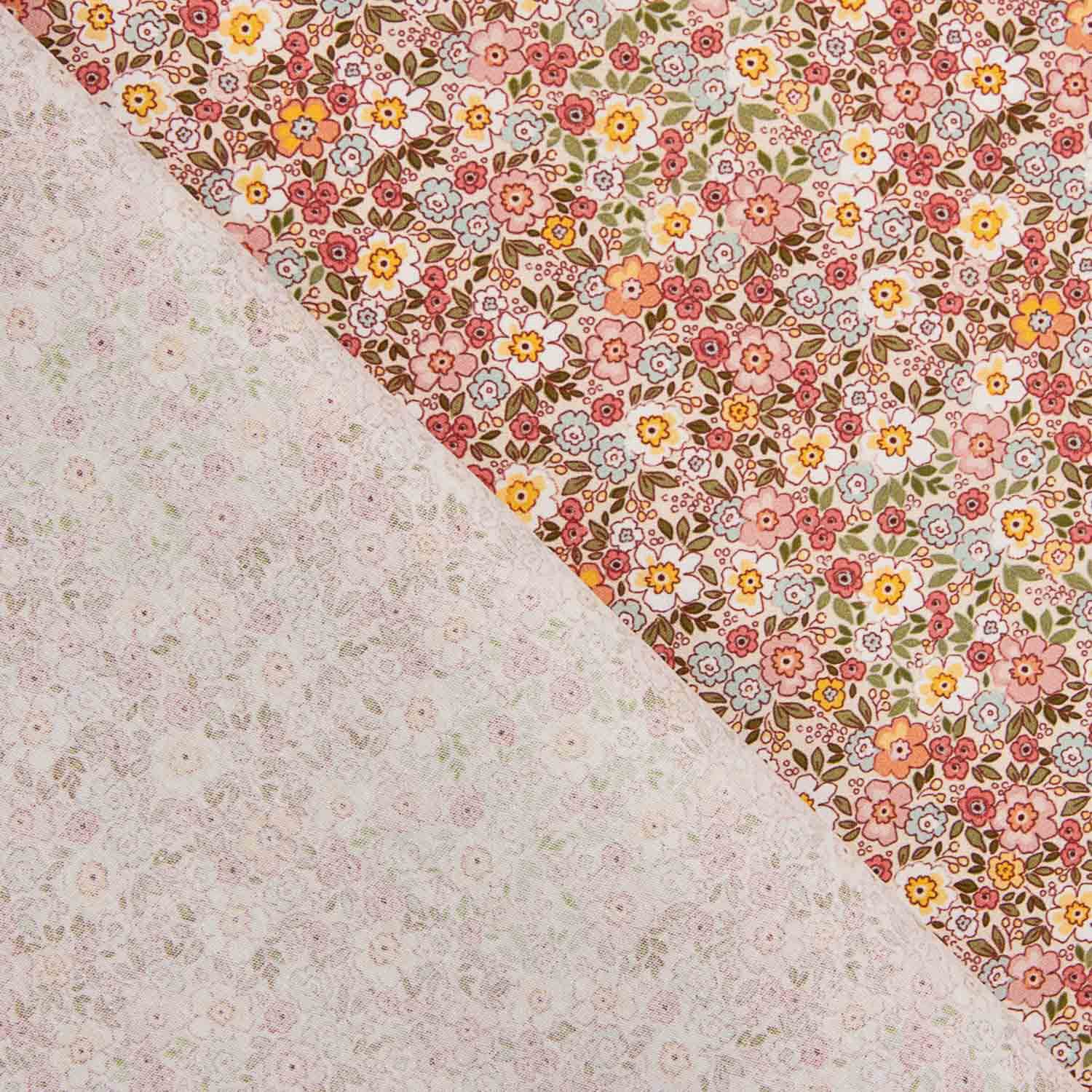 Popeline de algodão Mini Garden Coral - Ribes y Casals