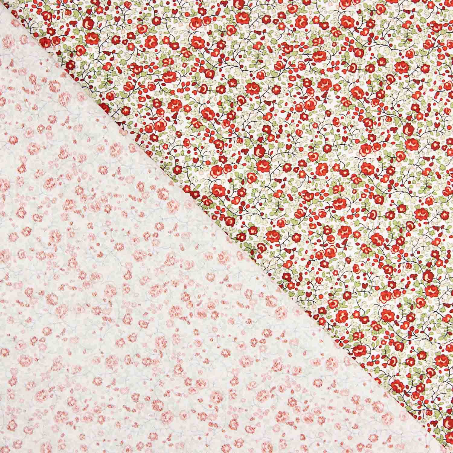 Popeline de algodão microfloral vermelho - Ribes y Casals