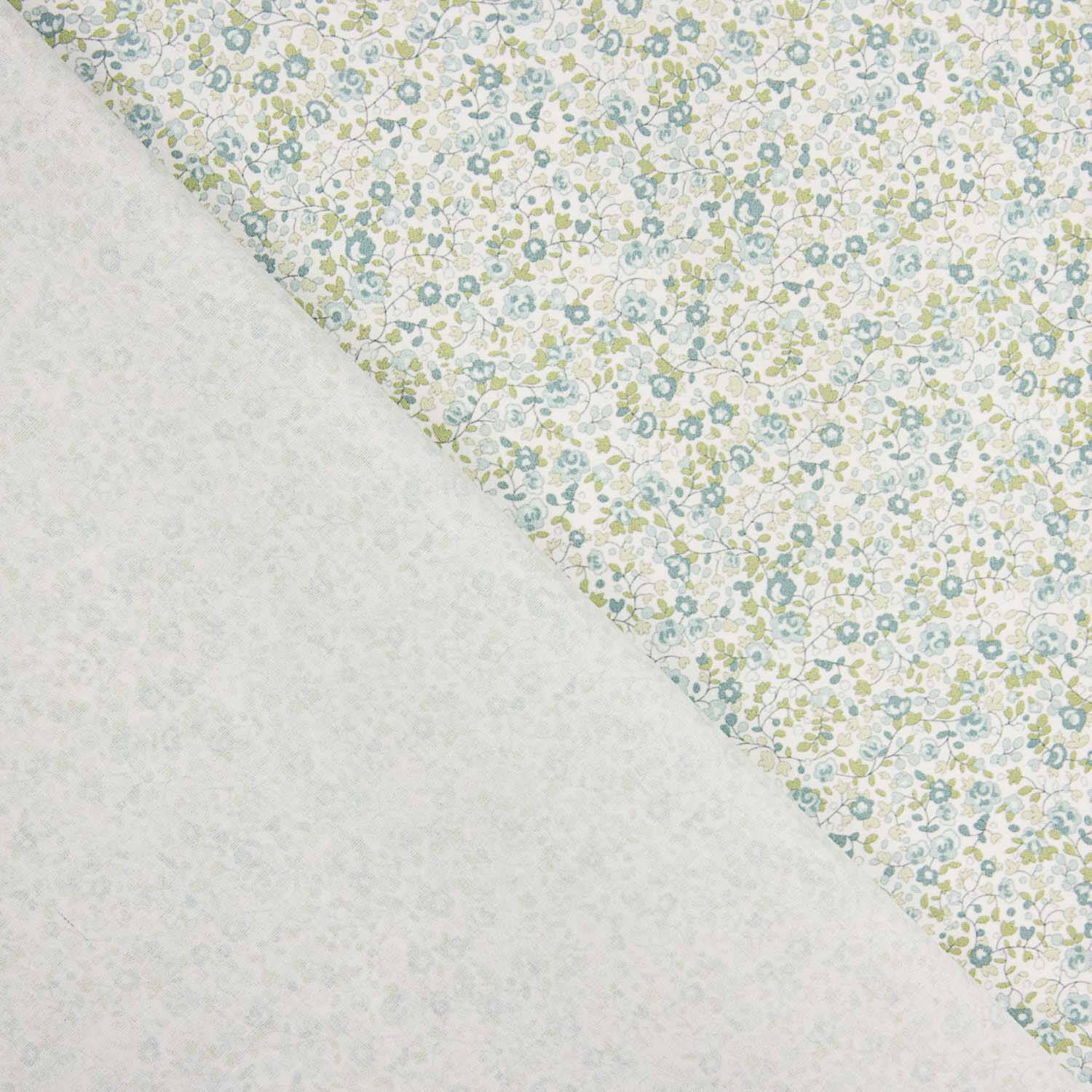 Popeline de algodão microfloral verde - Ribes y Casals