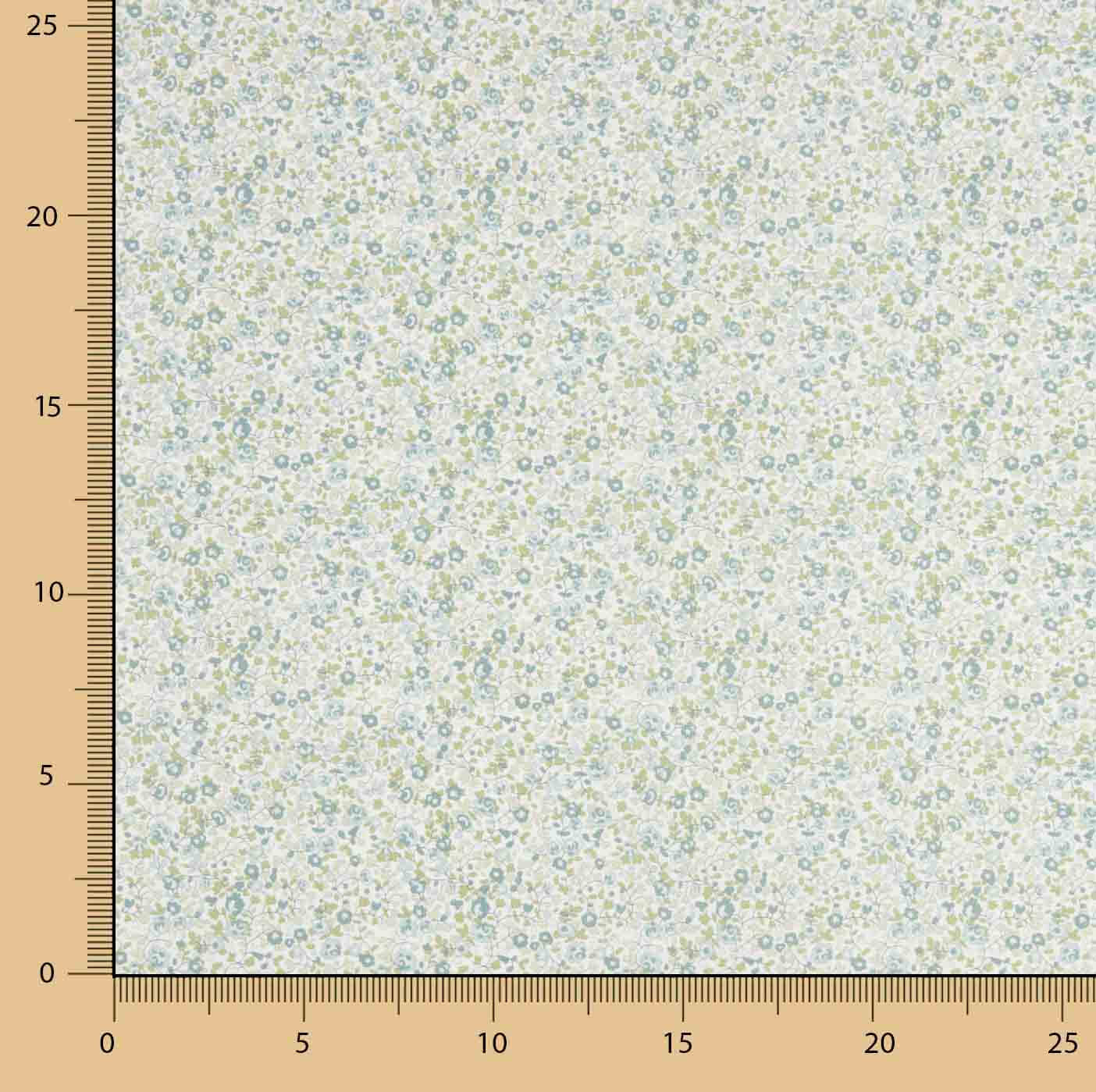 Popeline de algodão microfloral verde - Ribes y Casals