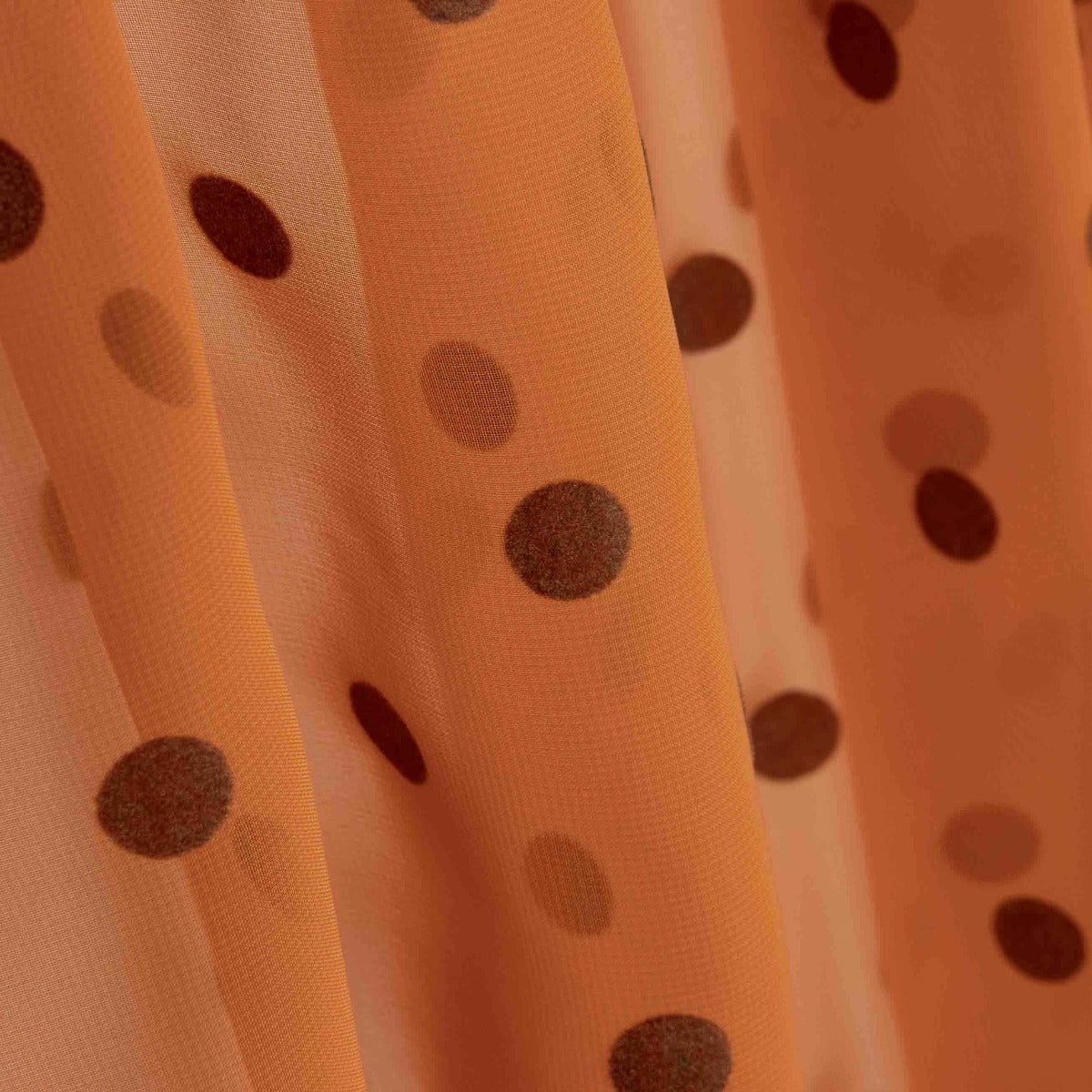 Chiffon Bolinhas Flocadas Telha - Ribes y Casals