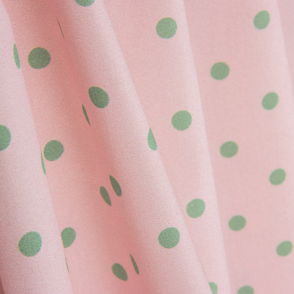 Popeline Estampada Flamenca Bolinhas 7mm Verde Água - Ribes y Casals