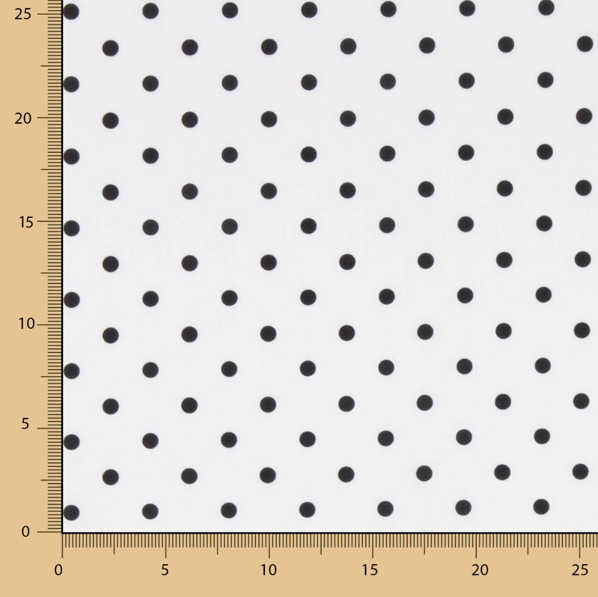 Popeline Estampada Flamenca Bolinhas 7mm Branco-Preto - Ribes y Casals