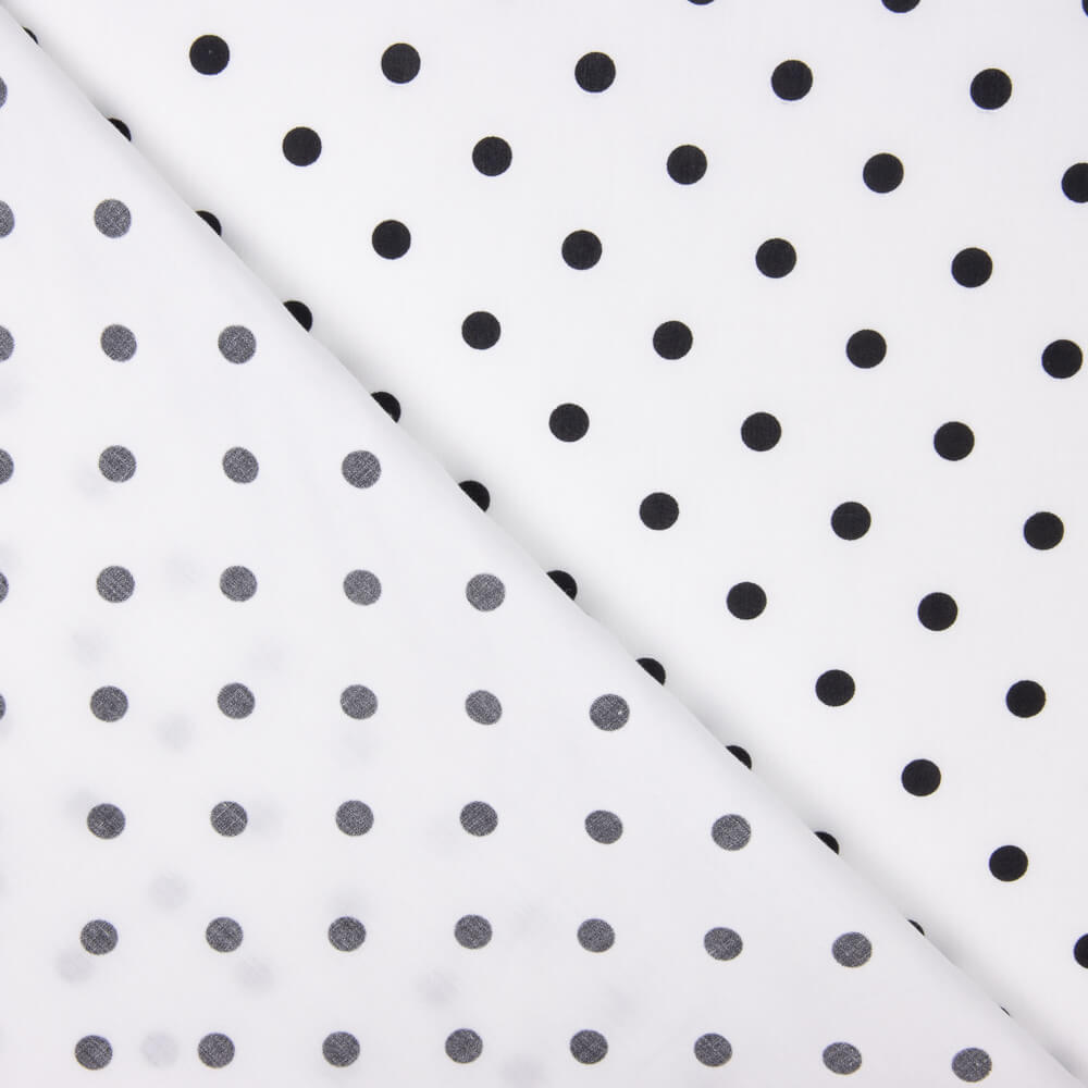 Popeline Estampada Flamenca Bolinhas 7mm Branco-Preto - Ribes y Casals