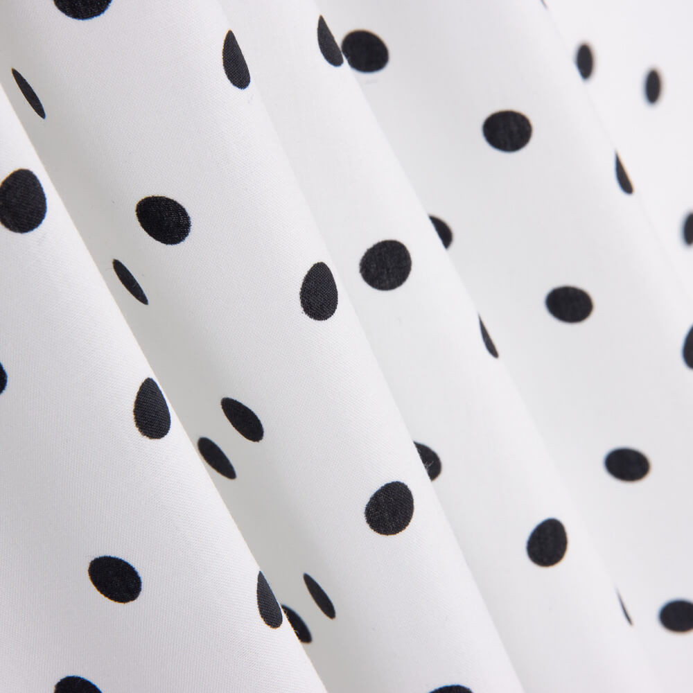 Popeline Estampada Flamenca Bolinhas 7mm Branco-Preto - Ribes y Casals