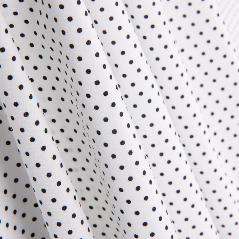 Popeline Estampada Flamenca Bolinhas 3mm Preto-Branco - Ribes y Casals