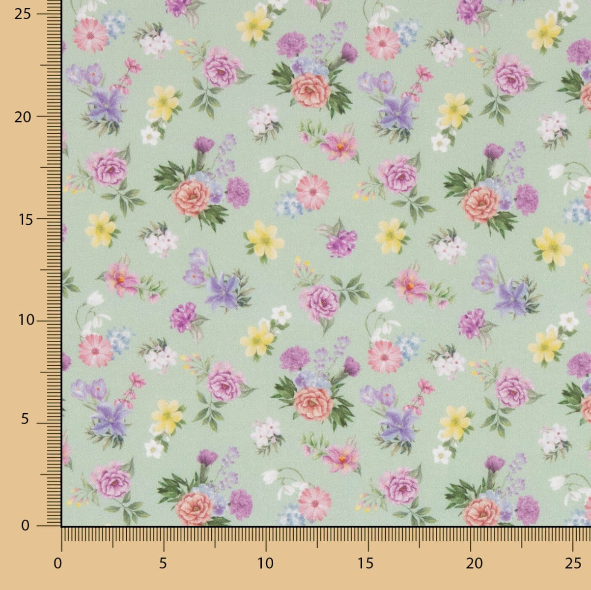 Popeline Estampado Flamenco Flor Creto Verde Sálvia - Ribes y Casals