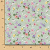 Popeline Estampado Flamenco Flor Creto Verde Sálvia - Ribes y Casals