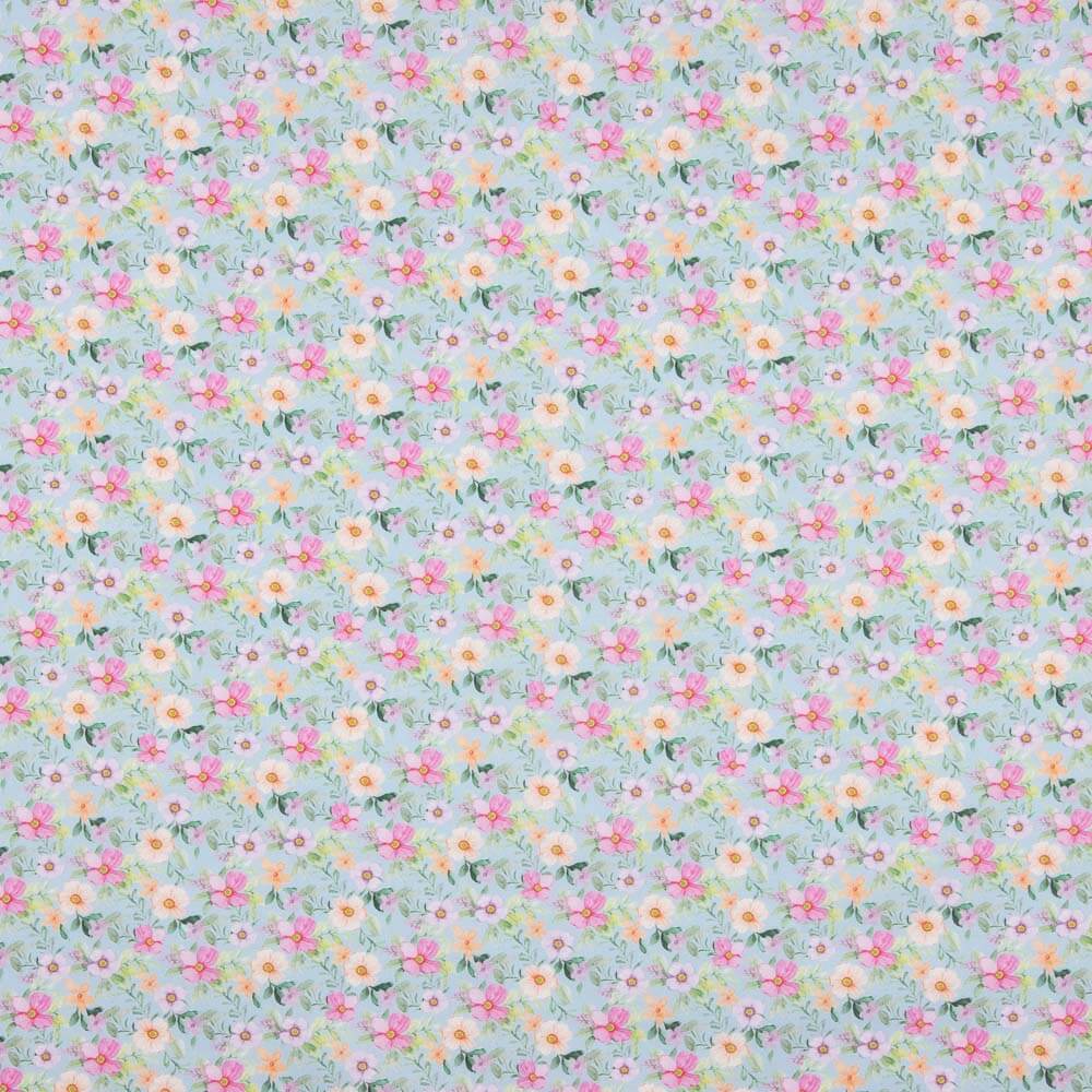 Popeline Estampado Flamenco Flor Hawa Azul - Ribes y Casals