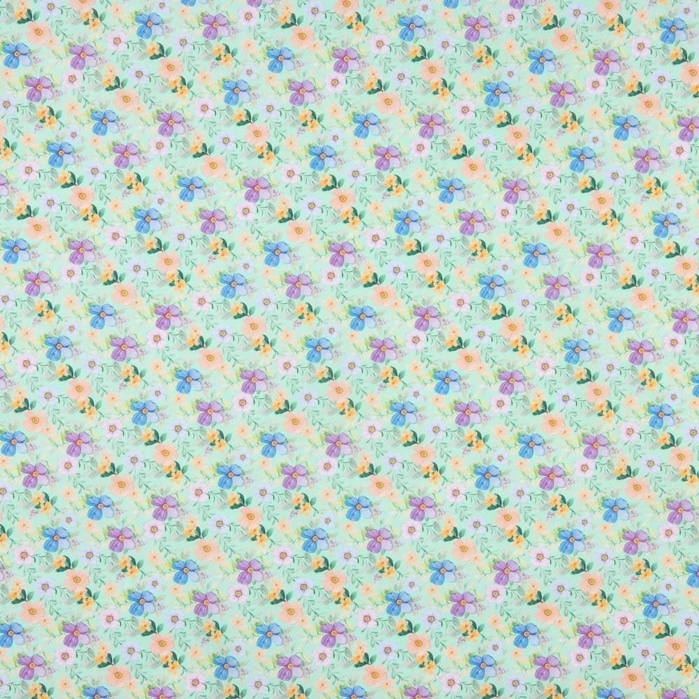 Popeline Estampado Flamenco Flor Hawa Verde - Ribes y Casals