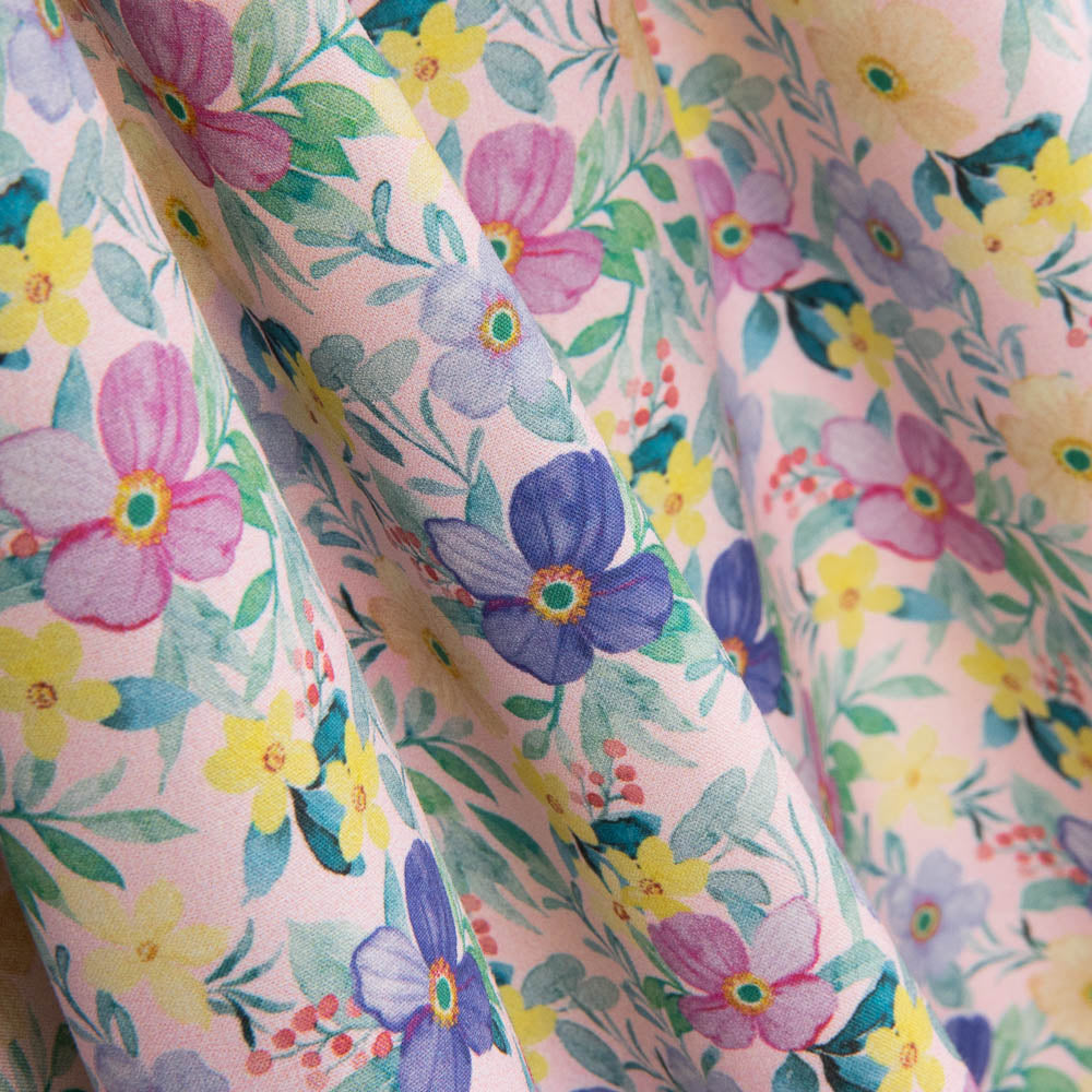 Popeline Estampado Flamenco Flor Hawa Rosa - Ribes y Casals