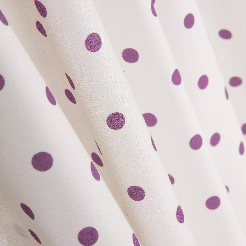 Popeline Estampada Flamenca Bolinhas 7mm Púrpura-Cru - Ribes y Casals