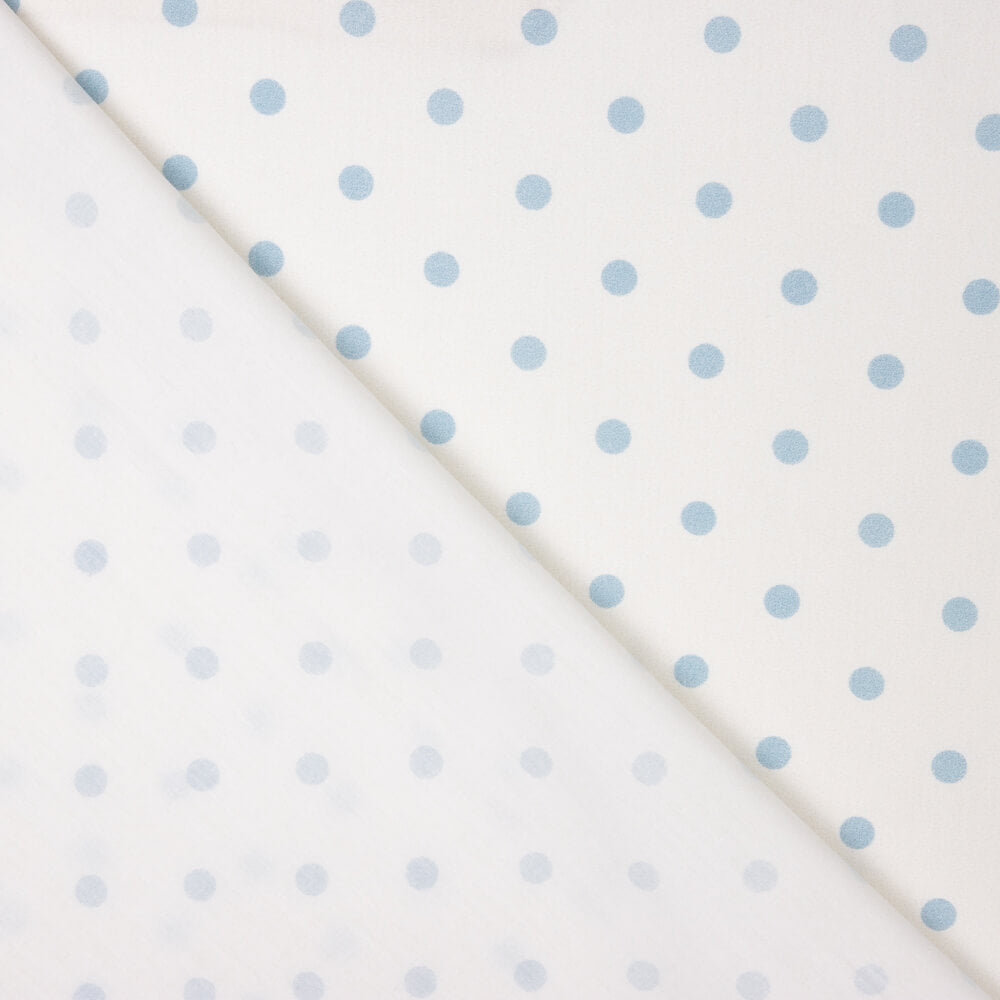 Popeline Estampada Flamenca Bolinhas 7mm Azul-Cru - Ribes y Casals