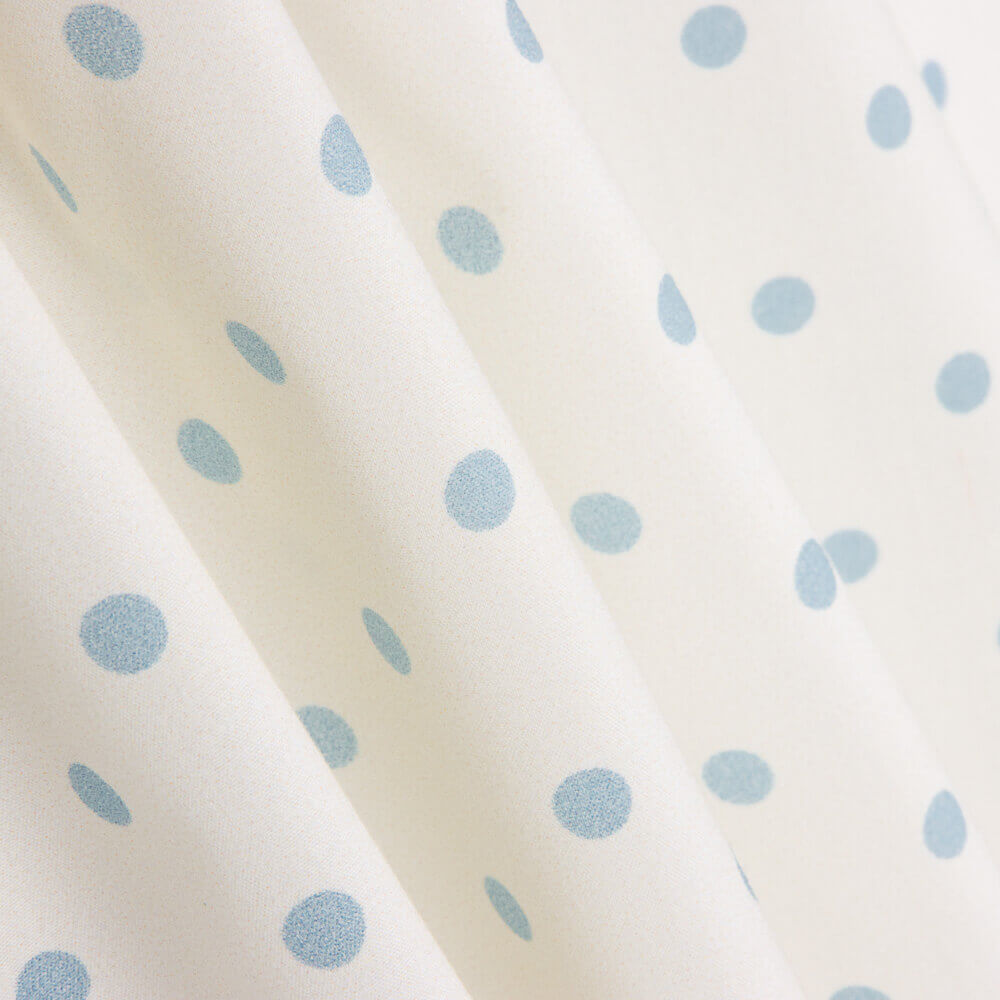 Popeline Estampada Flamenca Bolinhas 7mm Azul-Cru - Ribes y Casals