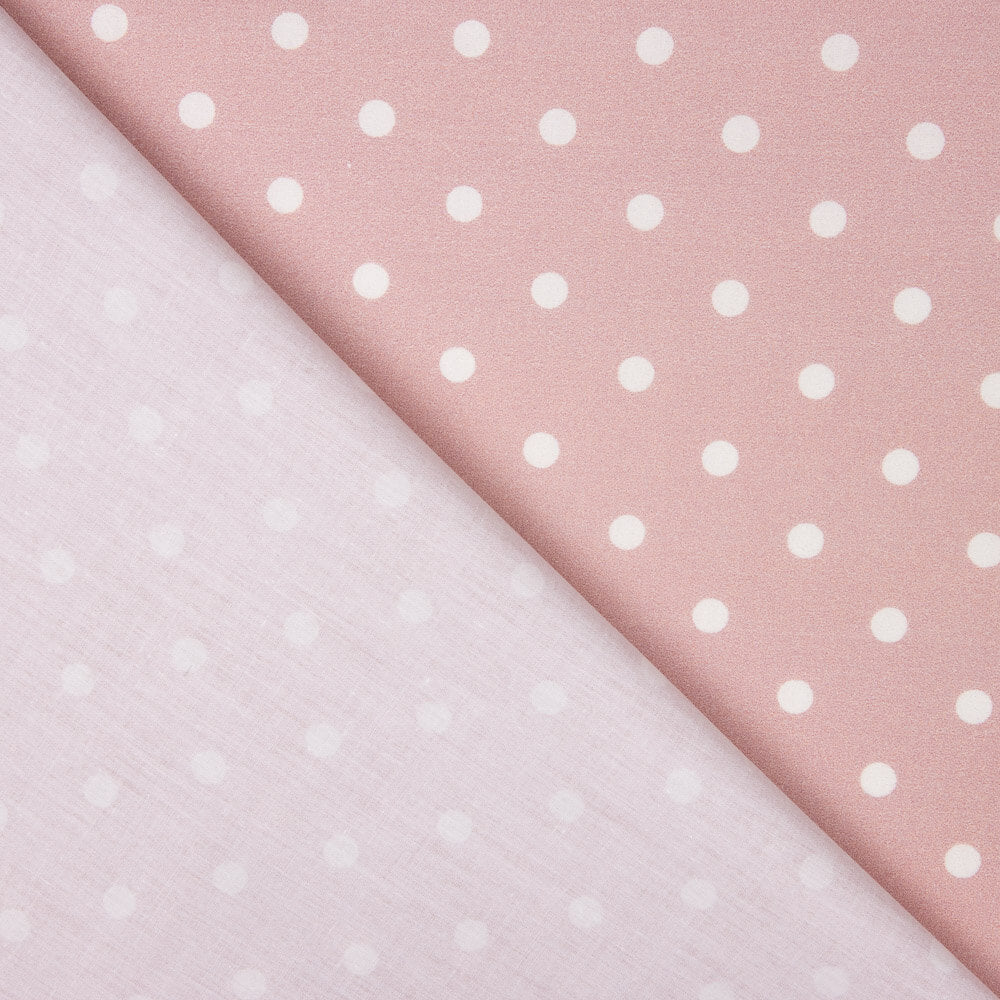 Popeline Estampada Flamenca Bolinhas 7mm Cru-Rosa - Ribes y Casals