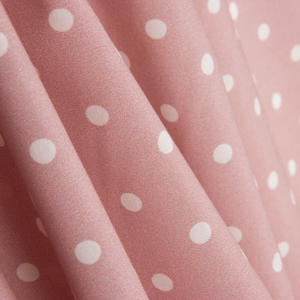 Popeline Estampada Flamenca Bolinhas 7mm Cru-Rosa - Ribes y Casals