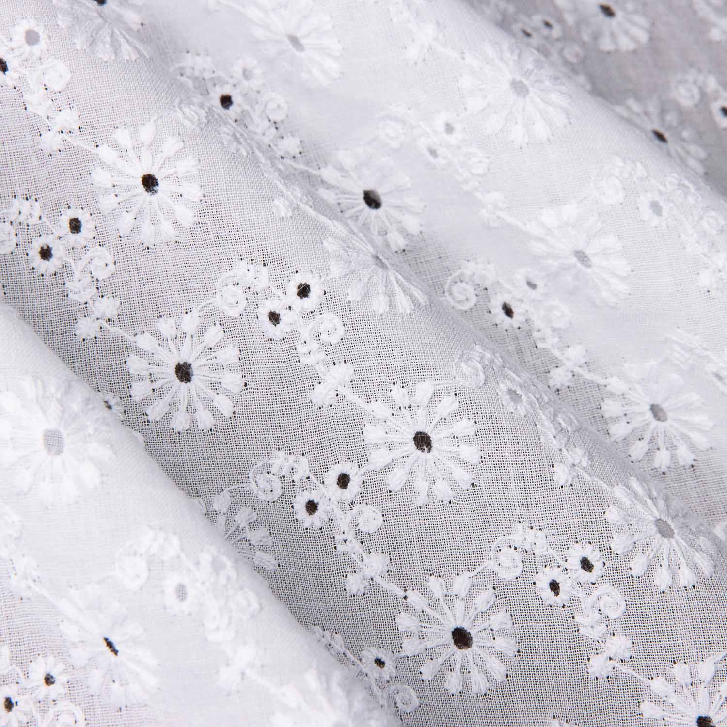 Bordado suíço margaridas retro branco - Ribes y Casals