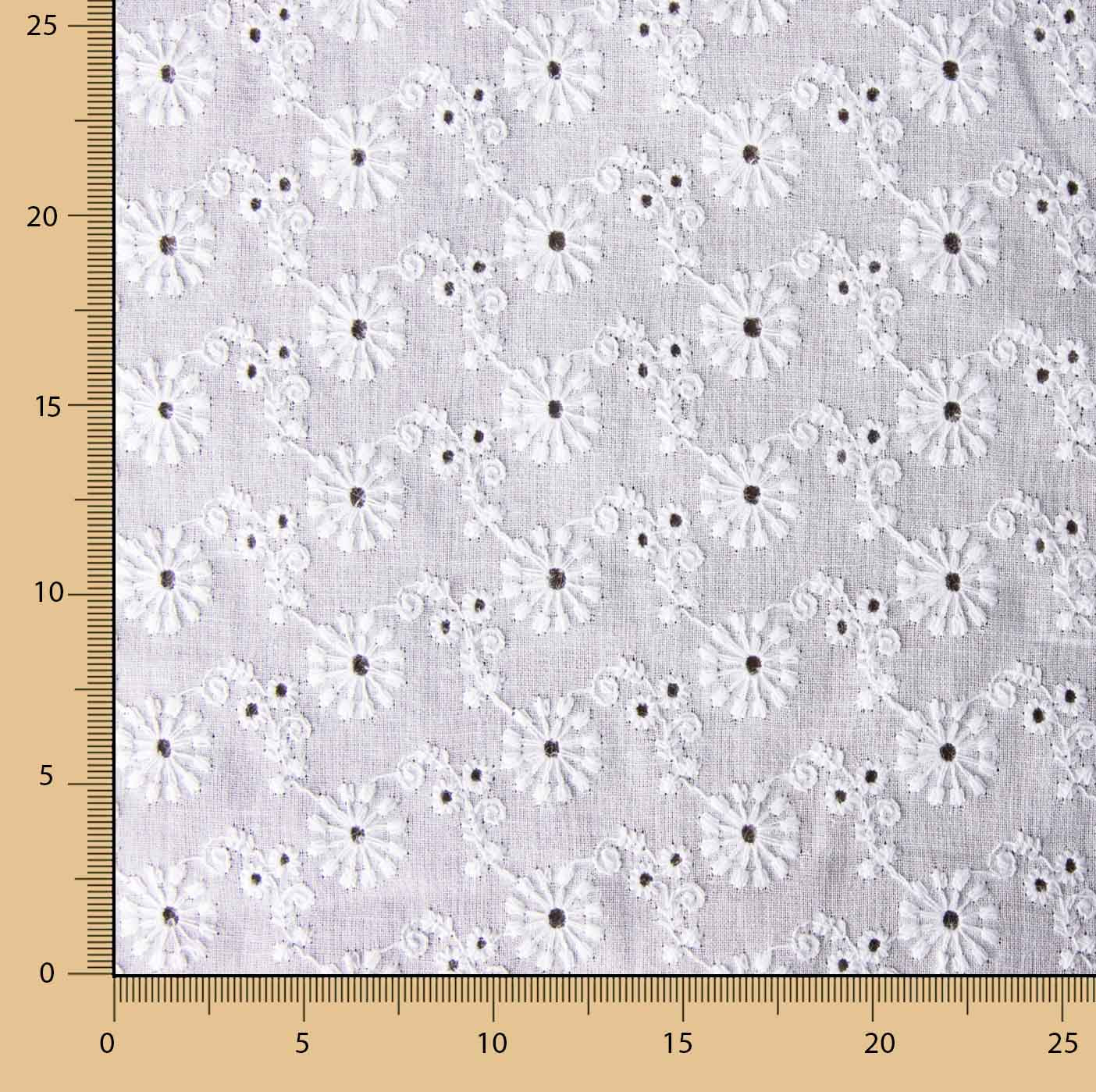 Bordado suíço margaridas retro branco - Ribes y Casals