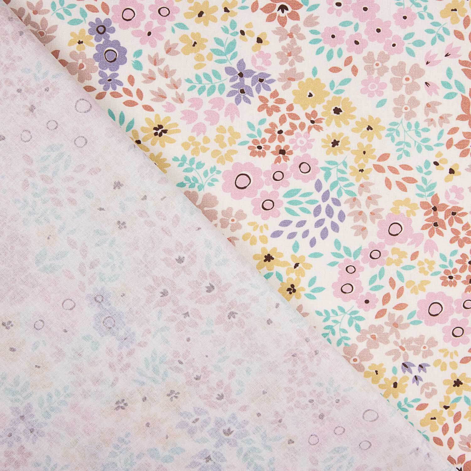 Popeline de algodão estampado com pequenas flores Paste - Ribes y Casals