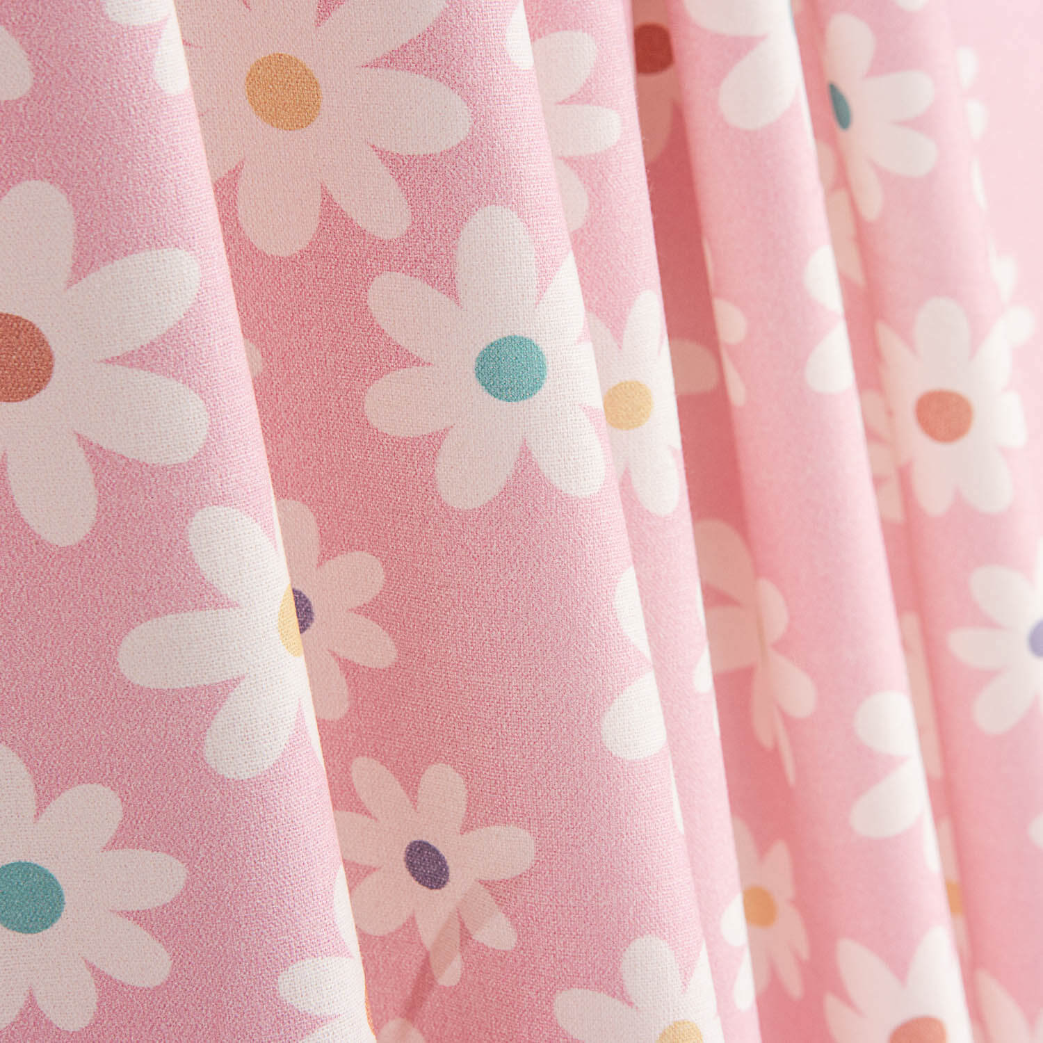 Popeline de algodão estampado com margaridas rosa - Ribes y Casals