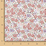 Popeline de algodão estampado com flores lilás e telha - Ribes y Casals