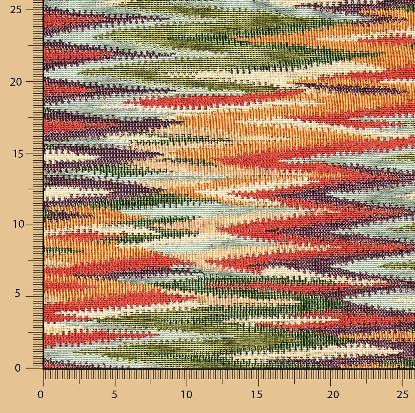 Gobelino Ikat com riscas multicoloridas em tons quentes - Ribes y Casals