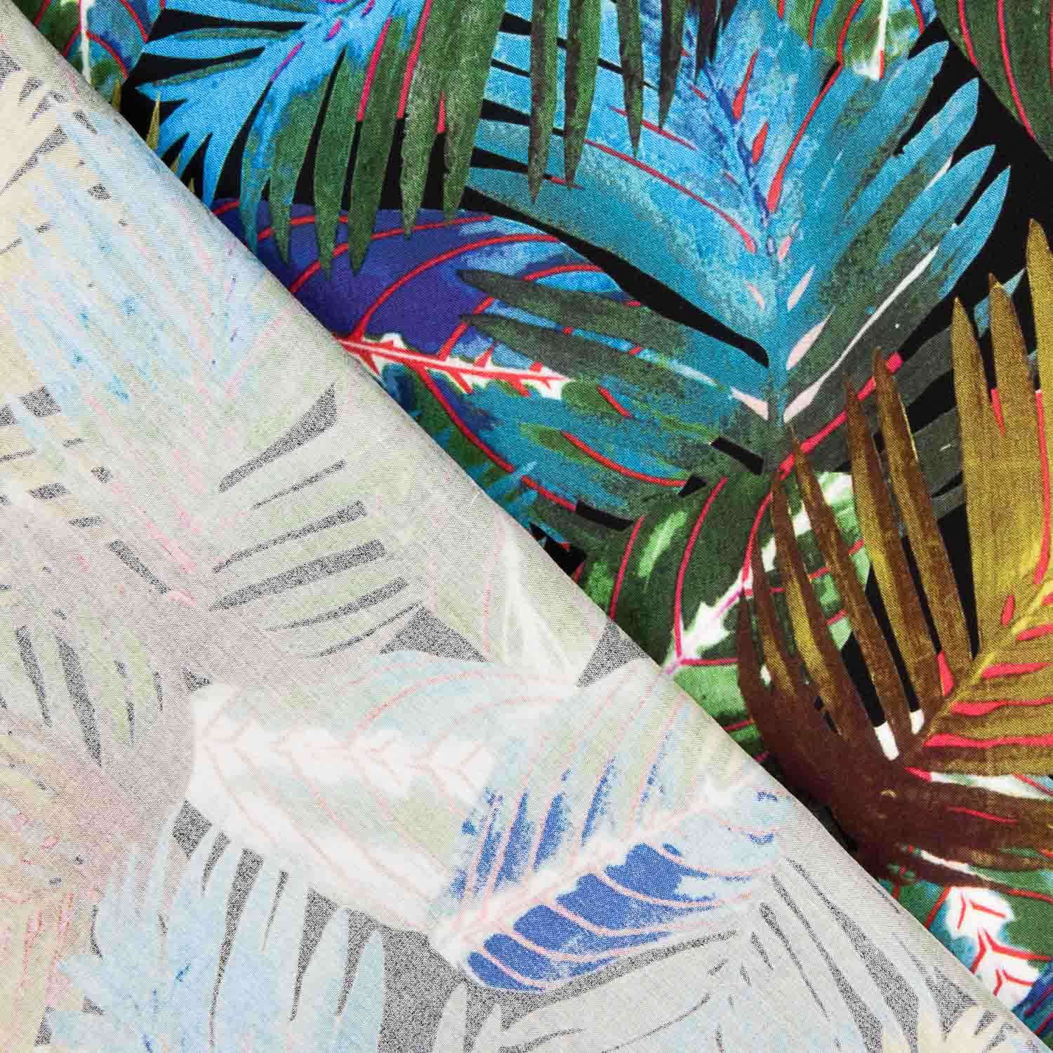 Viscose Estampado Palmas Azuis - Ribes y Casals