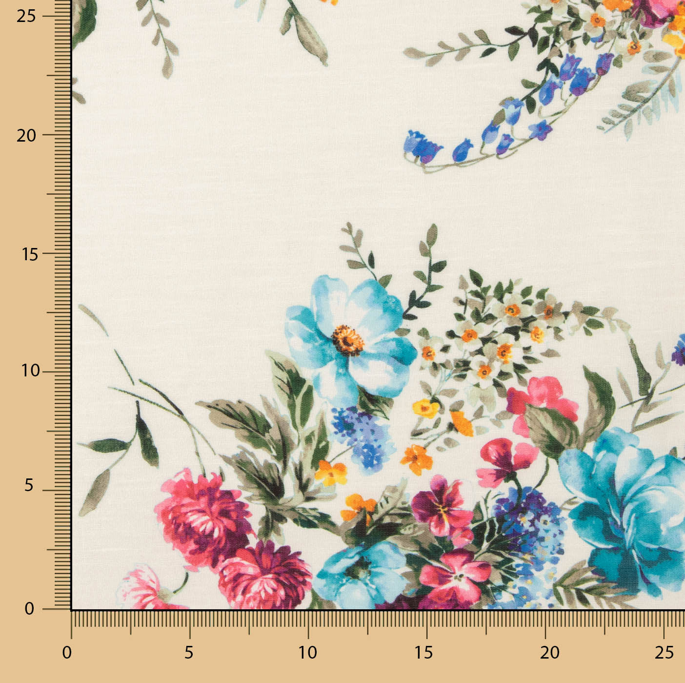 Retalho Rústico com Estampado Floral Marfim - Várias medidas x largura de 150 cm - Ribes y Casals