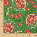 Tecido Rústico Estampado Manila Verde Oliva - Ribes y Casals