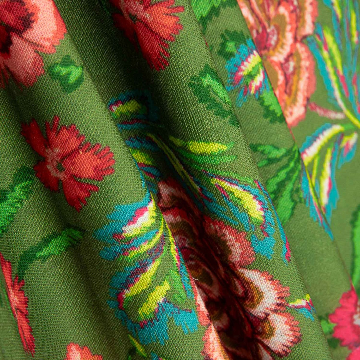 Tecido Rústico Estampado Manila Verde Oliva - Ribes y Casals