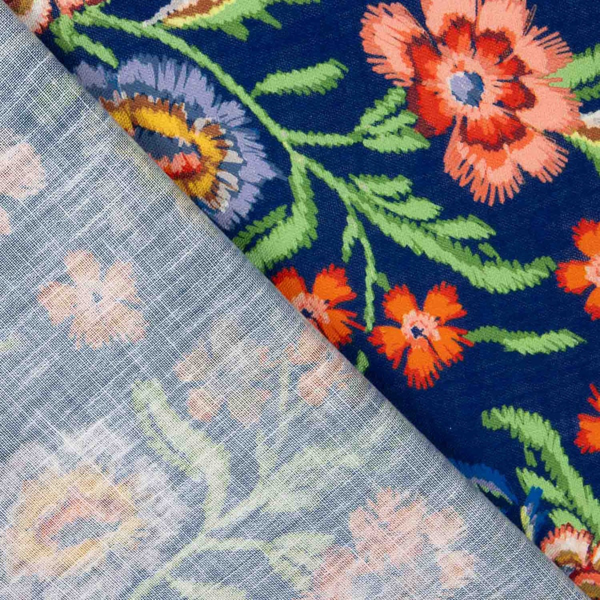 Tecido Rústico Estampado Manila Azul - Ribes y Casals