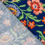 Tecido Rústico Estampado Manila Azul - Ribes y Casals