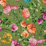 Tecido Rústico Estampado Floral Verde Oliva - Ribes y Casals
