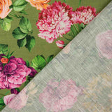 Tecido Rústico Estampado Floral Verde Oliva - Ribes y Casals