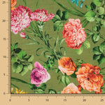 Tecido Rústico Estampado Floral Verde Oliva - Ribes y Casals