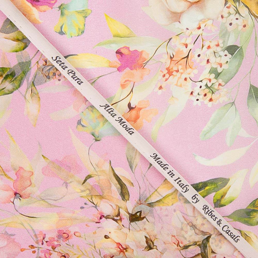 Retal Gasa Seda Natural Cremona Magenta 140x135 cm. - Ribes y Casals