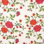 Mantón Bordado Rosa Roja Tencel Blanco Natural - Ribes y Casals