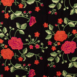 Mantón Bordado Rosa Roja Tencel Negro - Ribes y Casals
