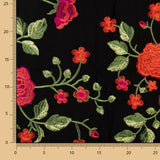 Mantón Bordado Rosa Roja Tencel Negro - Ribes y Casals