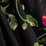 Mantón Bordado Rosa Roja Tencel Negro - Ribes y Casals