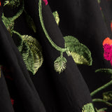 Mantón Bordado Rosa Roja Tencel Negro - Ribes y Casals