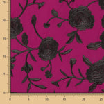 Xale Bordado Preto Tencel Morango - Ribes y Casals